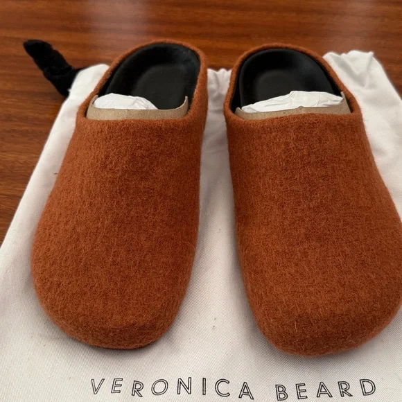 Veronica Beard Orange Cuoio Fenella Wool Mule Slides - Picture 4 of 12
